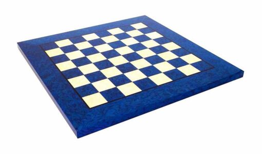 Set "Contemporain Bleu" Schachbrett aus Ahornholz & Schachspiel aus massivem Messing