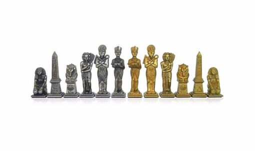 Set "Egypte" Schachbrett aus Ahornholz & Schachspiel aus Massivmetall