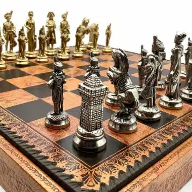 Set Grand Napoleon II Schachbrett mit Aufbewahrung und Metallschachspiel – Bild 4
