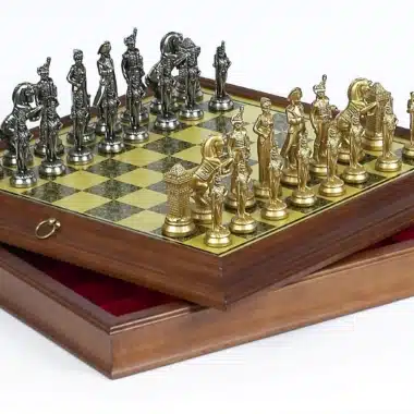 Set Grand Napoléon IV Original Holzschachbrett und Metallschachspiel – Bild 2