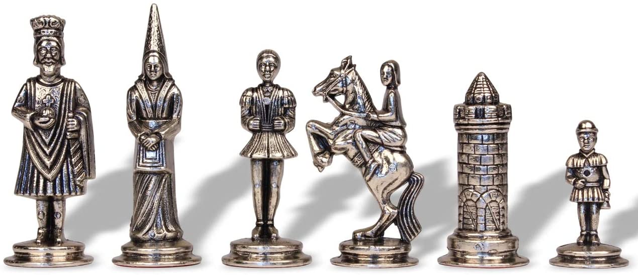 Camelot Set König Artus I Schachbrett aus Rosenholz & Schachspiel aus massivem Metall – Bild 5