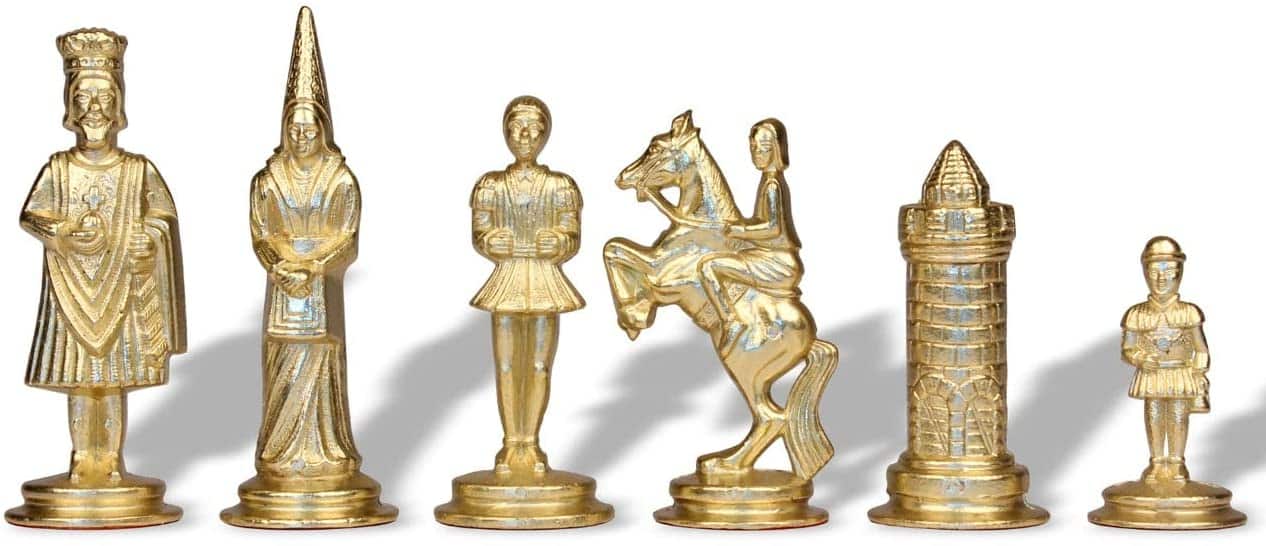 Camelot Set König Artus I Schachbrett aus Rosenholz & Schachspiel aus massivem Metall – Bild 6