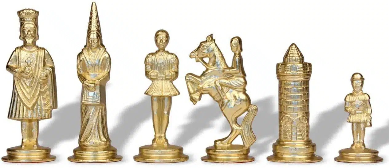 Camelot Set König Artus I Schachbrett aus Rosenholz & Schachspiel aus massivem Metall – Bild 6