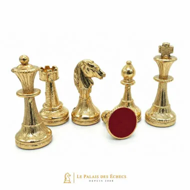 Goldene Figuren des Sets Mignon Flower V, Turm, Springer und Läufer