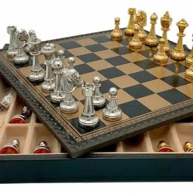Alternative view of Set Classic Flower 1 Schachbrett und Schachspiel aus vergoldetem und versilbertem Metall