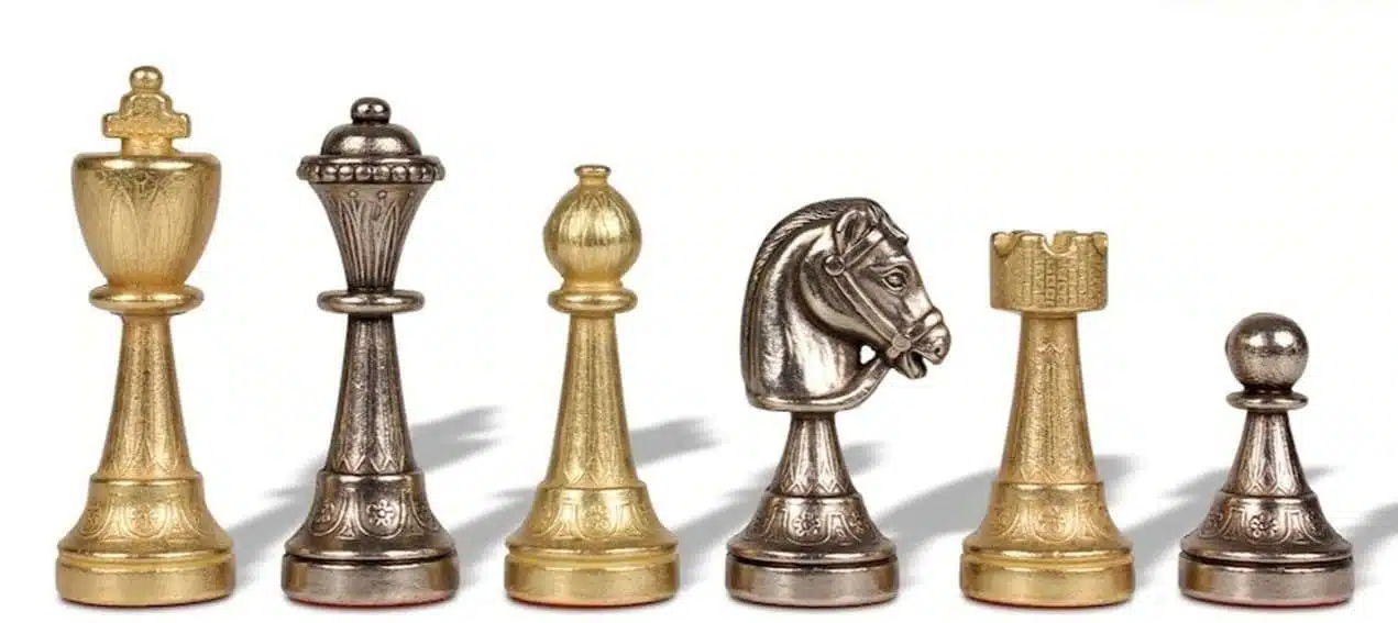 Staunton Schachfiguren und Schachbrett auf Fuß mit Holz-Aufbewahrungsschublade – Bild 3