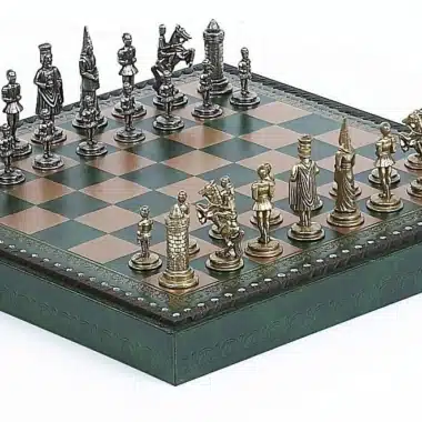 Camelot König Arthur XIII Schachbrett-Set mit Aufbewahrung und Metallschachspiel