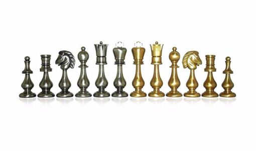 Orientalisches Grünes Set" Schachbrett aus Olive Ahornholz & Schachspiel aus Messing