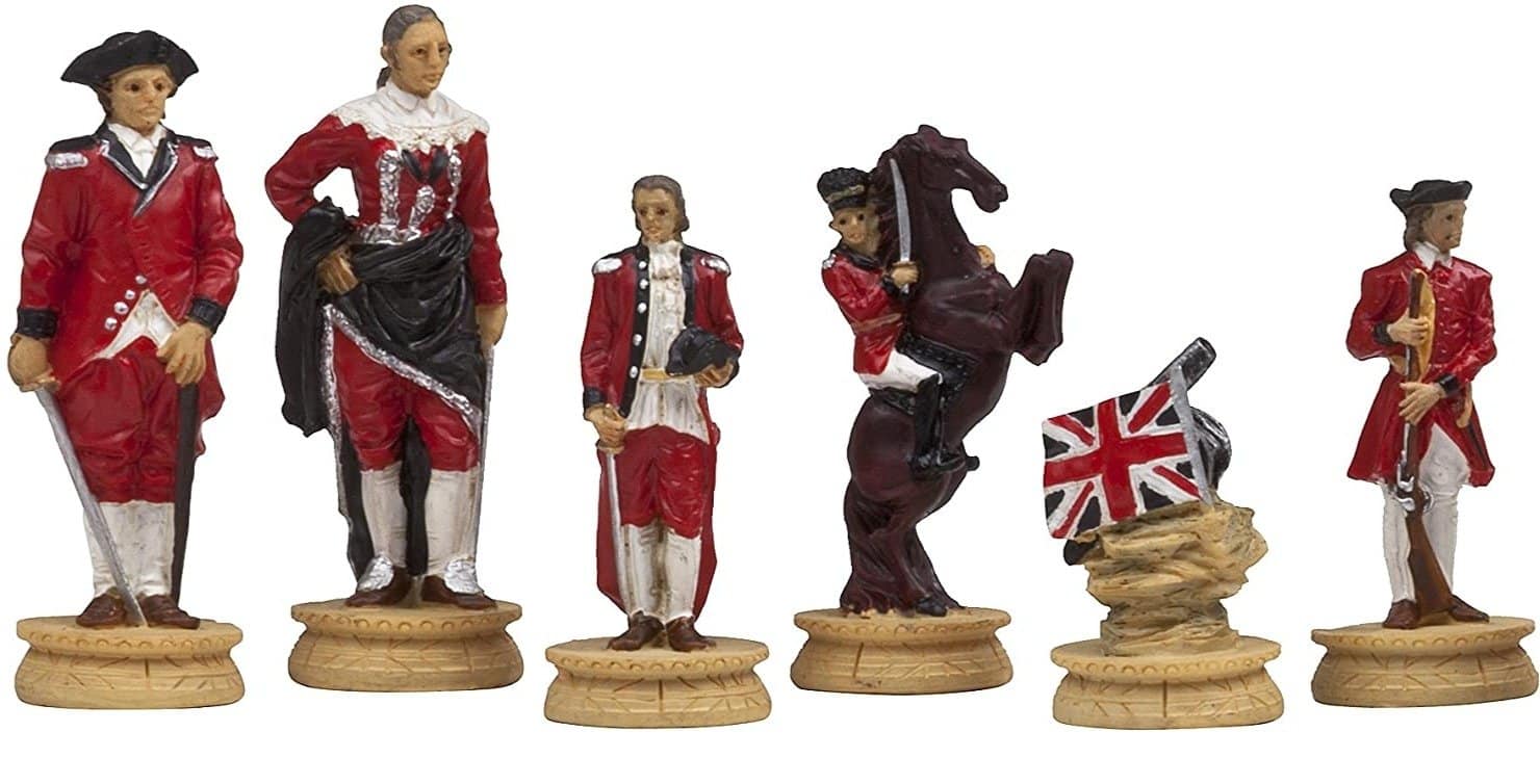 Revolutionäres Amerika II Schachset aus Goldrosenholz und Ahorn & Schachspiel aus Zinn – Bild 4