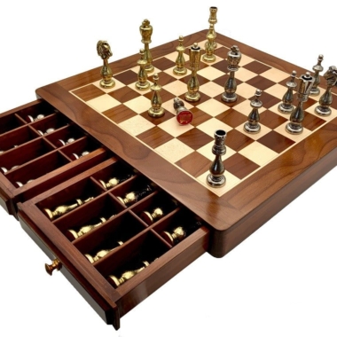 Oriental III Schachset aus Ahorn- und Roséholz & Schachspiel aus Metall
