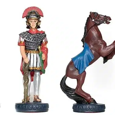 Rom und Ägypten III Schachbrett aus Ulmen- und Heidekrautholz & handbemaltes Schachspiel aus Zinn – Bild 7