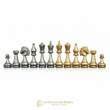 Schachfiguren Flowered II gold- und silberplattiert, vollständige Reihenansicht