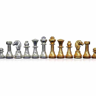 Schachspiel "Mignon" aus massivem Messing mit Gold- und Silberbeschichtung