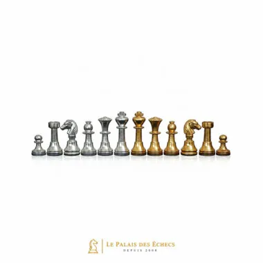 Schachspiel "Mignon" aus massivem Messing mit Gold- und Silberbeschichtung