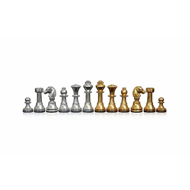 Schachspiel "Mignon" aus massivem Messing mit Gold- und Silberbeschichtung