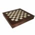 Schachbrett aus Heideholz mit Lederaufbewahrungsfach - 42 x 42 cm