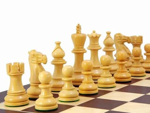 Set "Atlantic" Schachbrett aus Wenge und Schachspiel aus vergoldetem Rosenholz