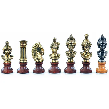 Schachspiel "Römische Büste" aus Holz und Metall