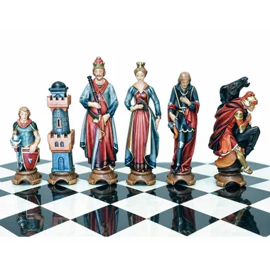 Alternative view of Schachspiel "Renaissance Öl-Gemalt" aus massivem Alpenholz traditionell geschnitzt - Kontaktieren Sie uns zur Verfügbarkeit