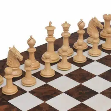 Set "Ebène Luxe" Schachbrett aus dunklem Walnussholz & Schachspiel aus massivem Ebenholz