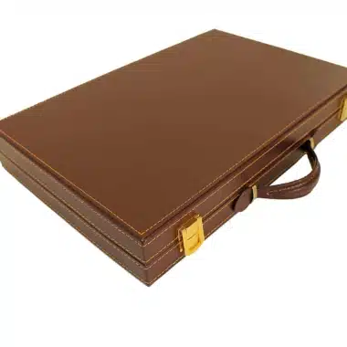 Alternative view of Backgammon aus braunem italienischem Kunstleder für die Reise Zusammenklappbar und magnetisch