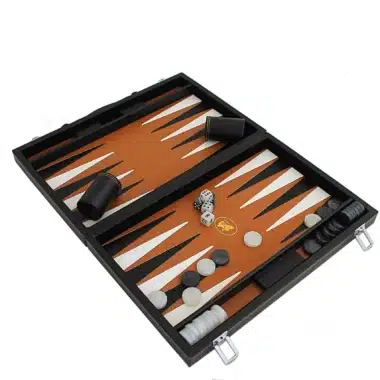 Elegantes Backgammon aus italienischem Kunstleder für die Reise Zusammenklappbar und magnetisch