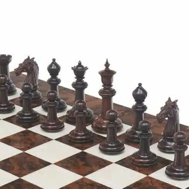 Set "Bois de Rose Luxe" Schachbrett aus dunklem Walnussholz & Schachspiel aus massivem Rosenholz