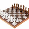 Set "Braun und Weiß" Schachbrett und Schachspiel aus Alabaster von Volterra
