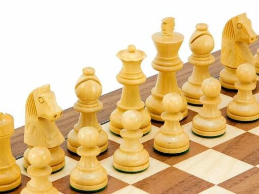 Deluxe Small"-Set Schachbrett aus Walnussholz & Schachspiel aus ebonisiertem Buchsbaumholz