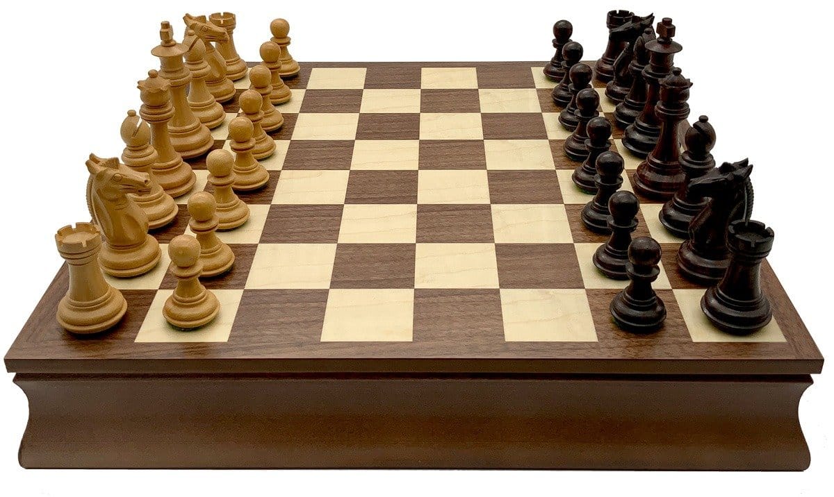 Set "Holz von damals" Schachbrett aus Ahorn- und Walnussholz und Schachfiguren aus Rosenholz – Bild 3