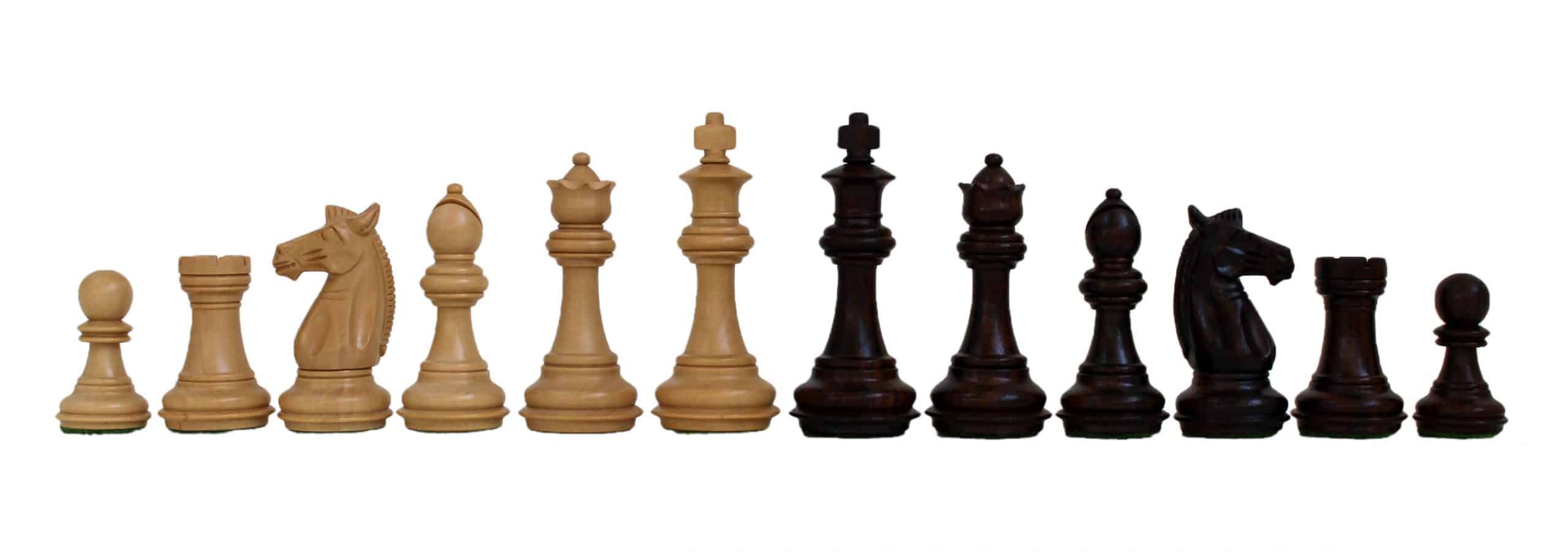 Set "Holz von damals" Schachbrett aus Ahorn- und Walnussholz und Schachfiguren aus Rosenholz – Bild 5