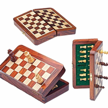 Reise-Magnet-Schachset aus Holz