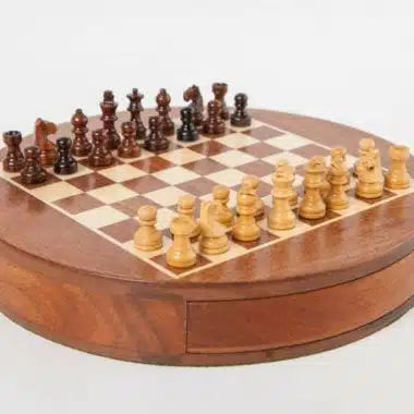 Rundes magnetisches Reiseset mit Holzaufbewahrungsschublade
