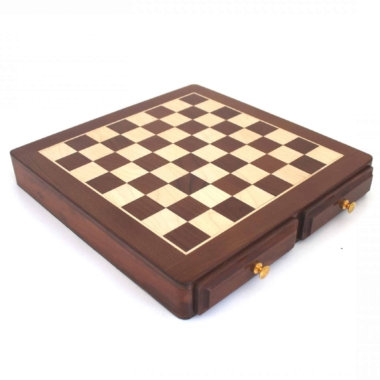 Schachbrett aus goldenem Rosenholz und Ahorn mit doppeltem Stauraum