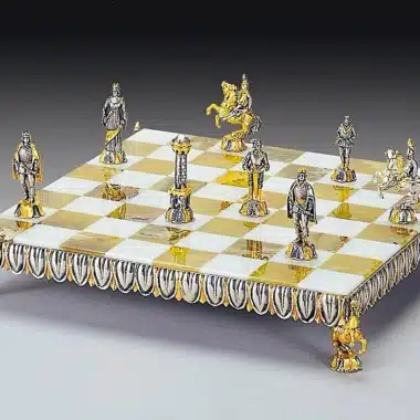 Renaissance Florentin Schachbrett und Schachspiel aus Bronze, Onyx und 24 Karat Gold