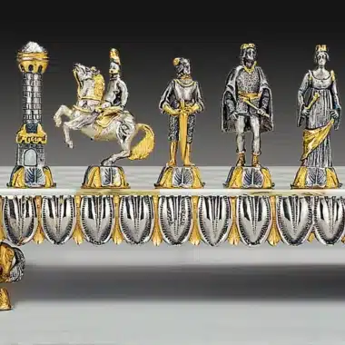 Renaissance Florentin Schachbrett und Schachspiel aus Bronze, Onyx und 24 Karat Gold – Bild 2