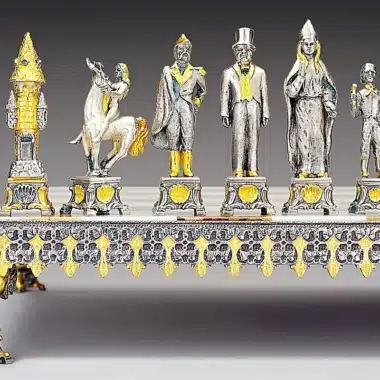 Alternative view of Russisches Revolution Set von 1917 Schachbrett und Schachspiel aus Bronze, Onyx und 24 Karat Gold