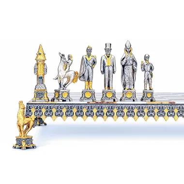 Alternative view of Russisches Revolution Set von 1917 Schachbrett und Schachspiel aus Bronze, Onyx und 24 Karat Gold