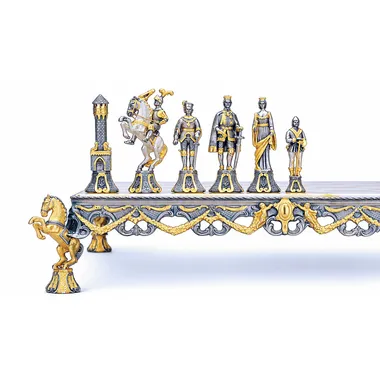 Alternative view of Renaissance Florentin Set des 15. Jahrhunderts Schachbrett und Schachspiel aus Bronze, Onyx und 24 Karat Gold