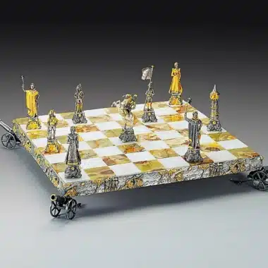 Napoleon Bonaparte Schachbrett und Schachspiel aus Bronze, Onyx und 24 Karat Gold