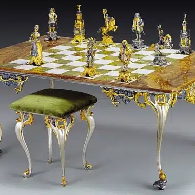 XL-Set Louis XIV der Sonnenkönig Rechteckiger Schachbrett und Schachspiel aus Bronze, Onyx und 24 Karat Gold