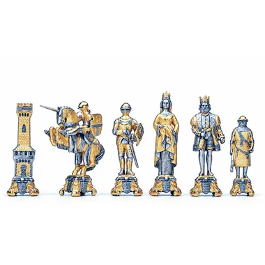 Alternative view of Set König Arthur und Guinevere Schachbrett und Schachspiel aus Bronze, Onyx und 24 Karat Gold