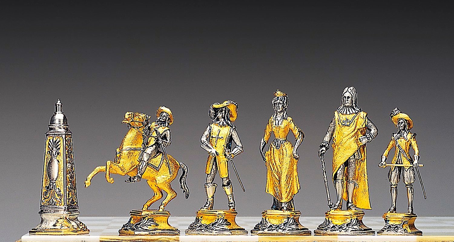 Set Louïs XIV der Sonnenkönig Schachbrett und Schachspiel aus Bronze, Onyx und 24 Karat Gold – Bild 2