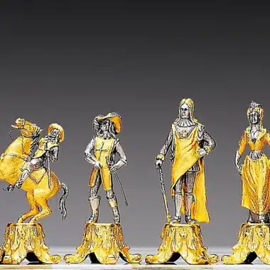 Ensemble Louis XIV der Sonnenkönig 1643 Quadratisches Schachbrett und Schachspiel aus Bronze, Onyx und 24 Karat Gold – Bild 2