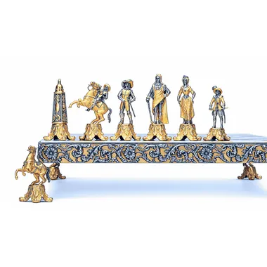 Alternative view of Set Louis XIV der Sonnenkönig II Schachbrett und Schachspiel aus Bronze, Onyx und 24-Karat-Gold