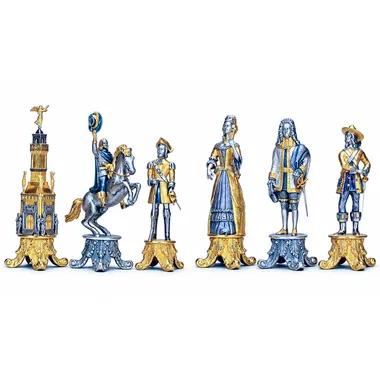 Alternative view of XL-Set Louis XIV der Sonnenkönig Rechteckiges Schachbrett und Schachspiel aus Bronze, Onyx und 24 Karat Gold