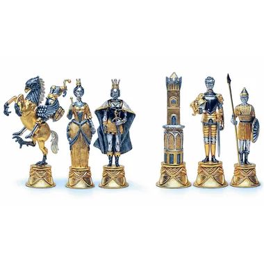 Alternative view of XL-Set Charlemage König der Karolinger gegen Mauren aus Spanien Rechteckiges Schachbrett und Schachspiel aus Bronze, Onyx und 24 Karat Gold