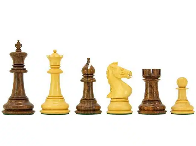 Set Madrid Schachbrett aus Rosenholz und Ahorn lackiert & Schachspiel aus Rosenholz – Bild 8