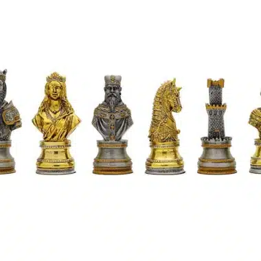 Schachspiel aus Zinn mit Gold- und Silberbeschichtung Mittelalterliche Büste