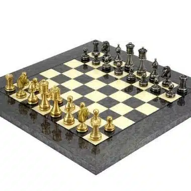 Set Persien II Ahornholzschachbrett & Schachspiel aus massivem Messing